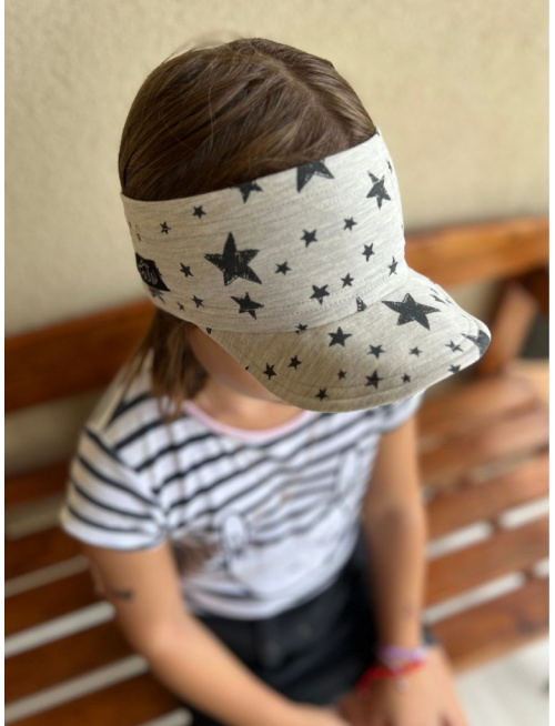 Tepláková šiltočelenka - jednovrstvová - hviezdička na sivej - LEN DO VYPREDANIA ZÁSOB