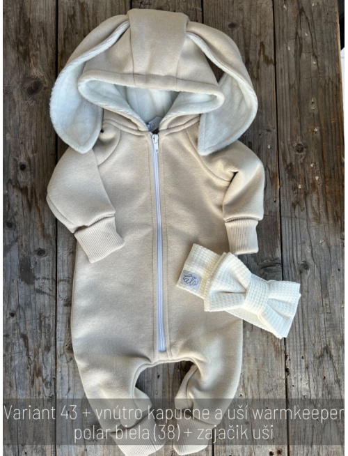 Overal so ZAJAČIK uškami - počesaná teplákovina