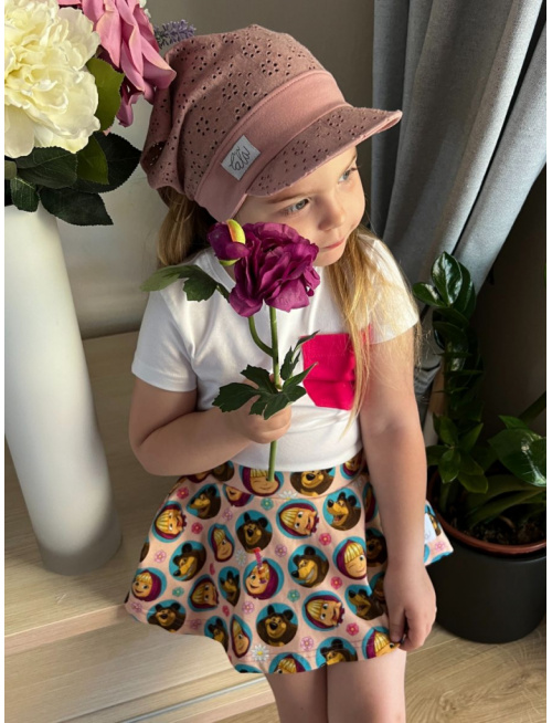 Madeirová šatka LORY na pevno so šiltom - úplet - staroružová