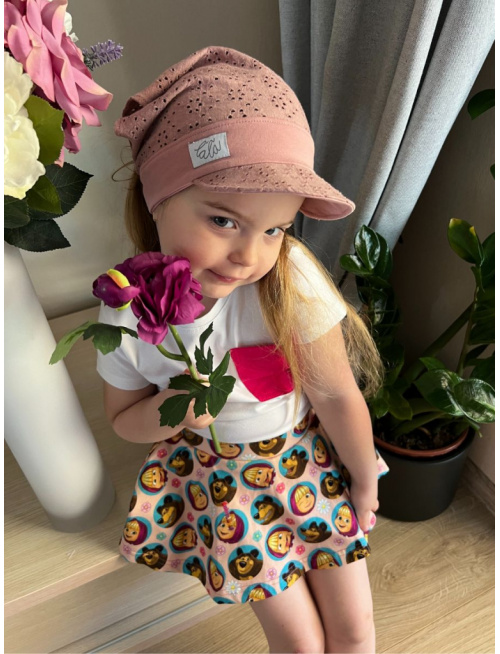 Madeirová šatka LORY na pevno so šiltom - úplet - staroružová