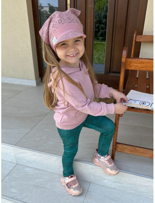 Madeirová šatka LORY na pevno so šiltom - úplet - staroružová