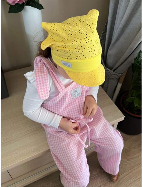 Madeirová šatka LORY na pevno so šiltom - úplet - žltá