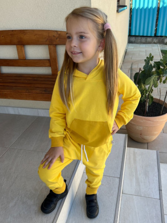 Tepláková SÚPRAVA - Mikina HOODIE + gate NEW s rastúcou manžetou - žltá