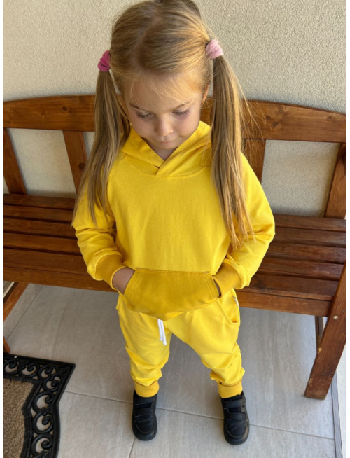 Tepláková SÚPRAVA - Mikina HOODIE + gate NEW s rastúcou manžetou - žltá