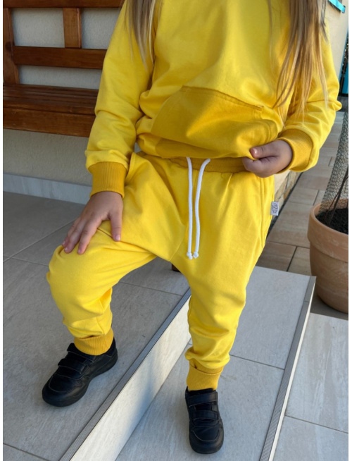 Tepláková SÚPRAVA - Mikina HOODIE + gate NEW s rastúcou manžetou - žltá