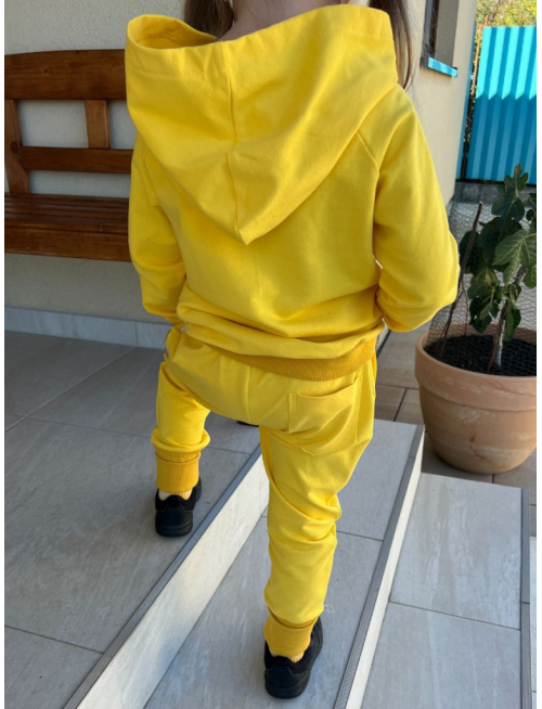 Tepláková SÚPRAVA - Mikina HOODIE + gate NEW s rastúcou manžetou - žltá