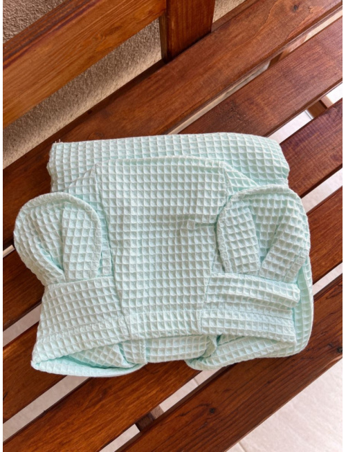 Detské vaflové pončo s uškami podľa výberu - mentol