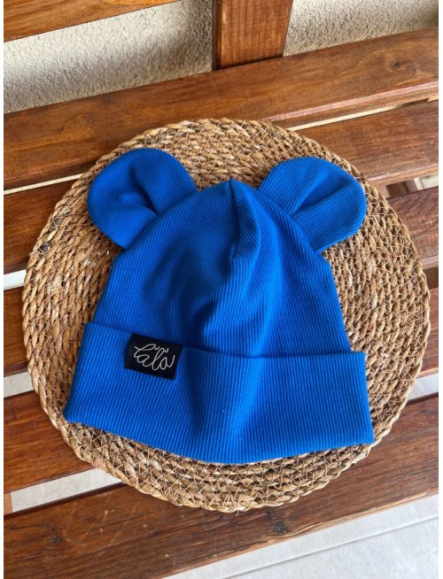 Rebro čiapka ANIMALS - macko - kráľovská modrá