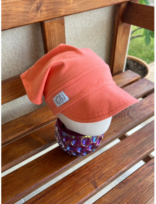 Úpletová šatka LORY so šiltom - na pevno - neón orange - LEN DO VYPREDANIA ZÁSOB