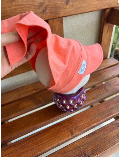 Úpletová šatka LORY so šiltom - na pevno - neón orange - LEN DO VYPREDANIA ZÁSOB