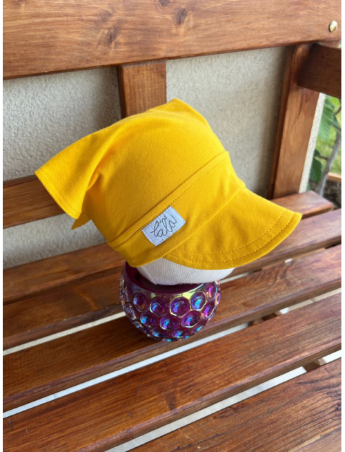 Úpletová šatka LORY so šiltom - na pevno - banánová - LEN DO VYPREDANIA ZÁSOB