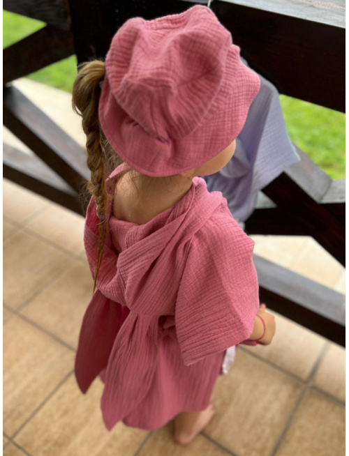 Detské pončo s uškami podľa výberu - gázovina/mušelín - jednofarebné