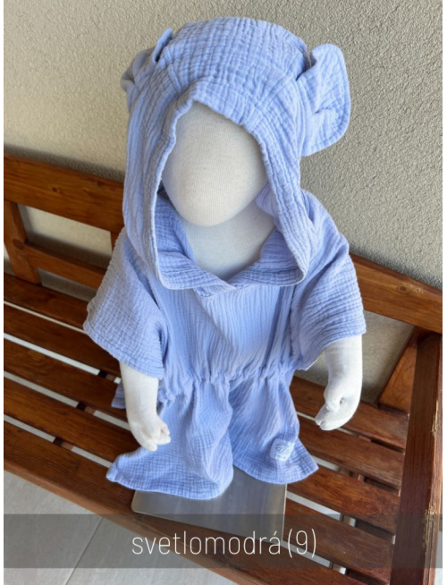 Detské pončo s uškami podľa výberu - gázovina/mušelín - jednofarebné