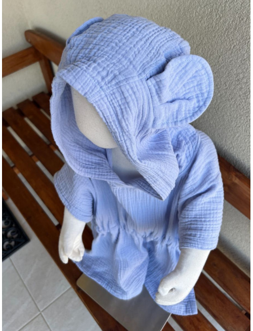 Detské pončo s uškami podľa výberu - gázovina/mušelín - jednofarebné