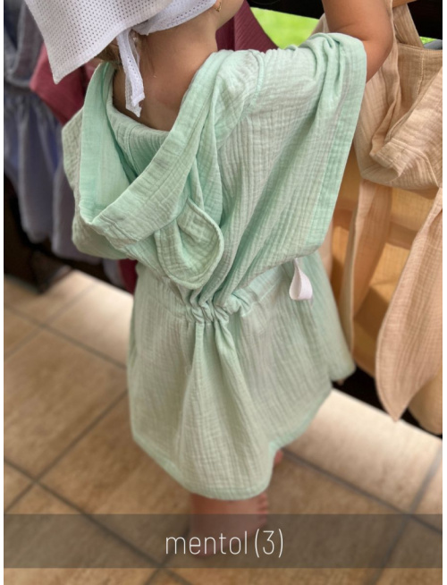 Detské pončo s uškami podľa výberu - gázovina/mušelín - jednofarebné