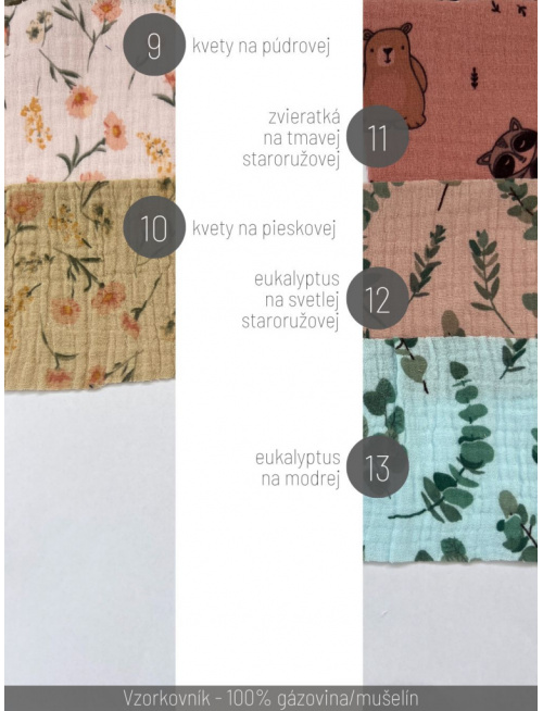 Vzorkovník - 100% dvojitá gázovina/Mušelín - vzorovaná
