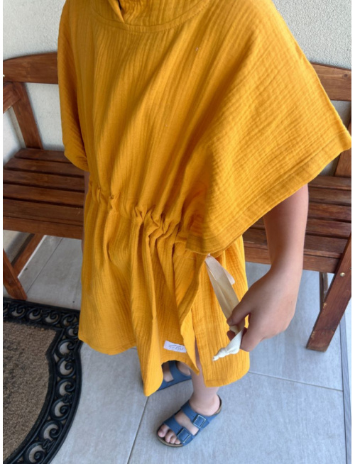 Detské pončo s uškami podľa výberu - gázovina/mušelín - jednofarebné