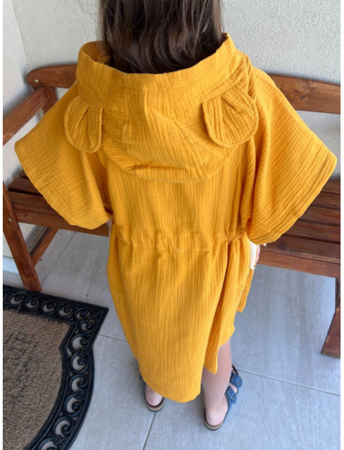 Detské pončo s uškami podľa výberu - gázovina/mušelín - jednofarebné