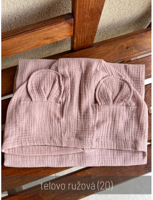 Detské pončo s uškami podľa výberu - gázovina/mušelín - jednofarebné