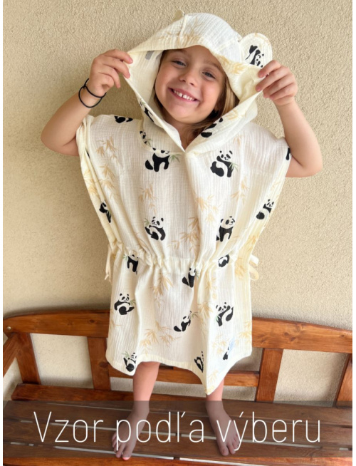 Detské pončo s uškami podľa výberu - gázovina/mušelín - vzorované