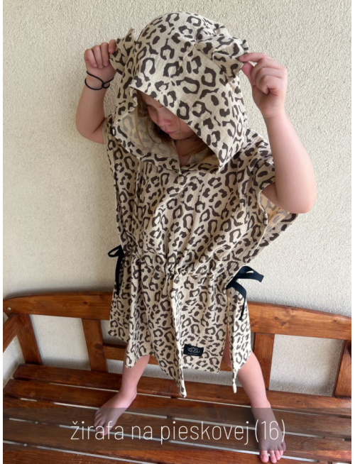 Detské pončo s uškami podľa výberu - gázovina/mušelín - vzorované