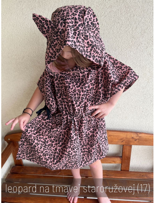 Detské pončo s uškami podľa výberu - gázovina/mušelín - vzorované