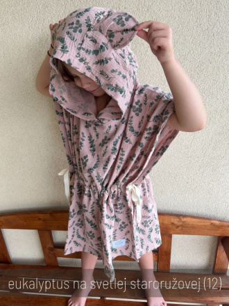 Detské pončo s uškami podľa výberu - gázovina/mušelín - vzorované