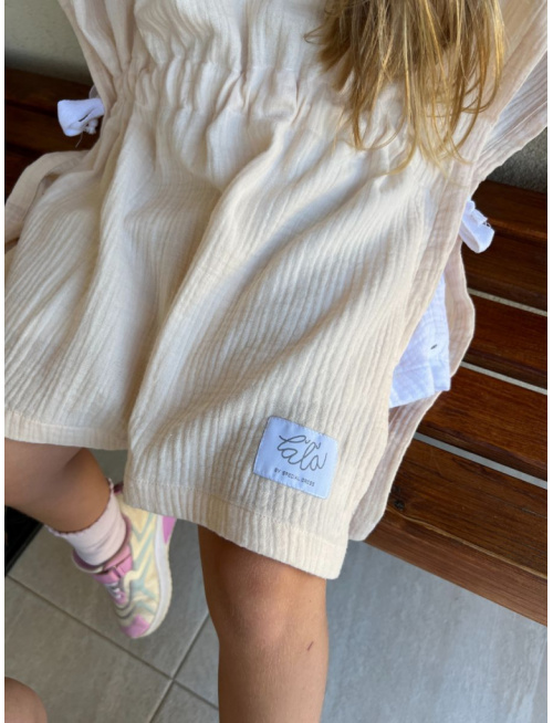 Detské pončo zajačik uši - maslová - gázovina/mušelín - POSLEDNÝ KUS