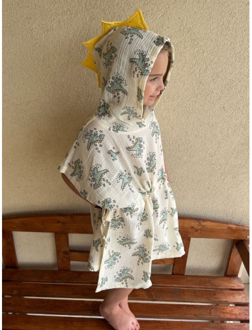 Detské pončo DINO - gázovina/mušelín