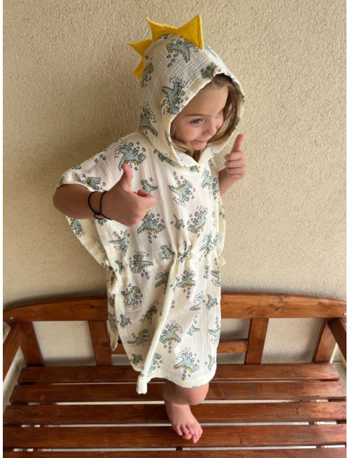 Detské pončo DINO - gázovina/mušelín