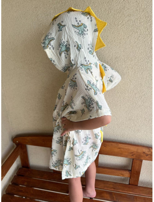 Detské pončo DINO - gázovina/mušelín