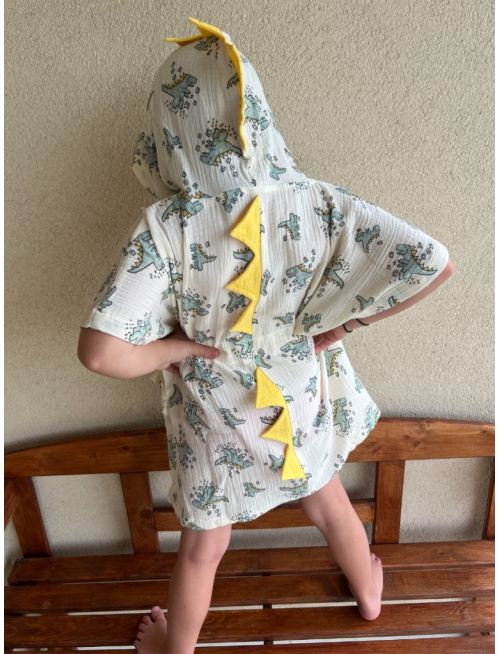 Detské pončo DINO - gázovina/mušelín