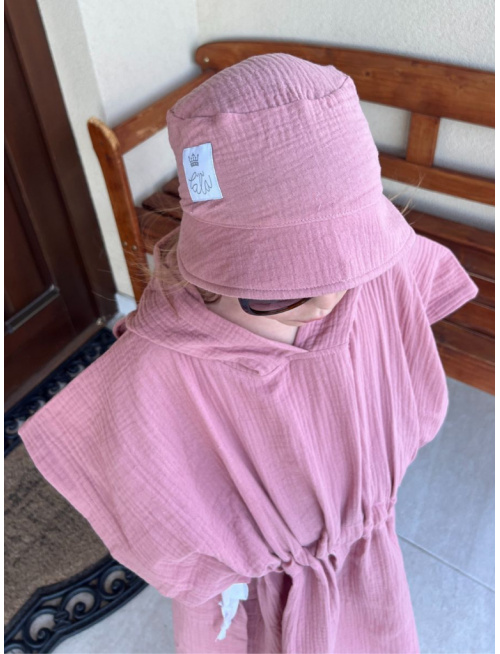 Klobúk Panáčik - gázovina/mušelín - jednovrstvový - tmavá staroružová