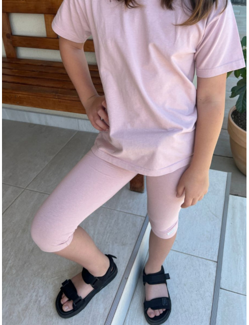 Úpletové legíny - trojštvrťové - svetlá staroružová