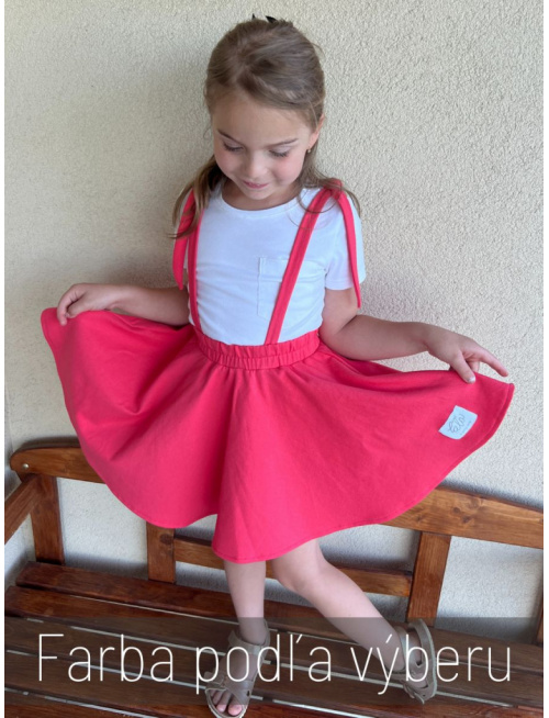 Tepláková kruhová sukňa s trakmi na viazanie - jednofarebná