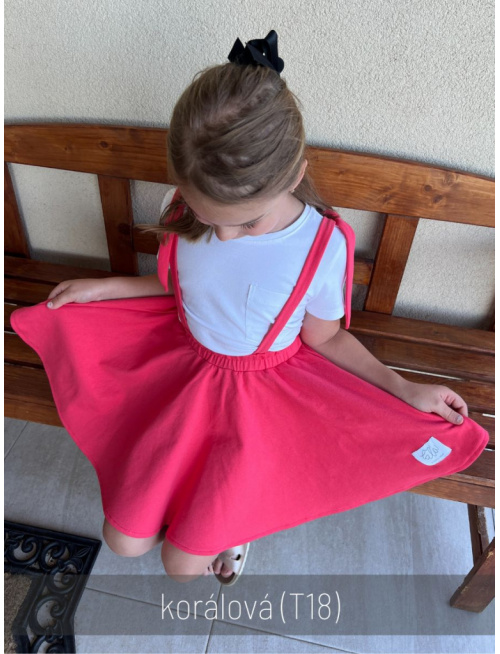 Tepláková kruhová sukňa s trakmi na viazanie - jednofarebná