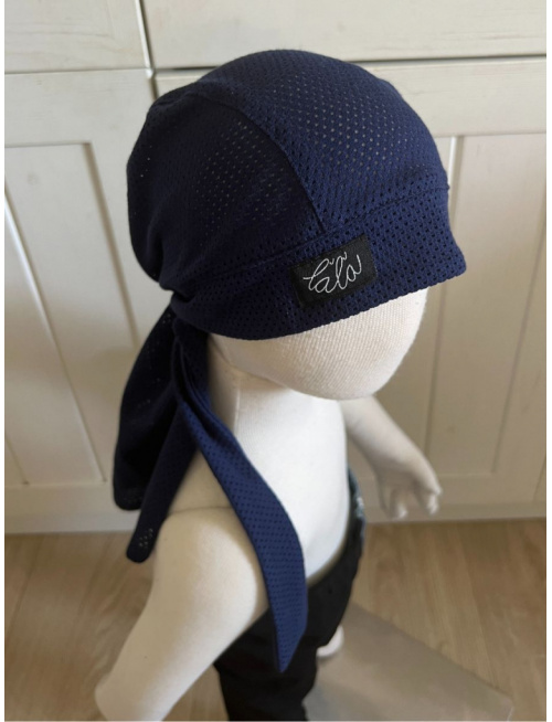 Pirátka bez šiltu na viazanie - dierková - tmavomodrá