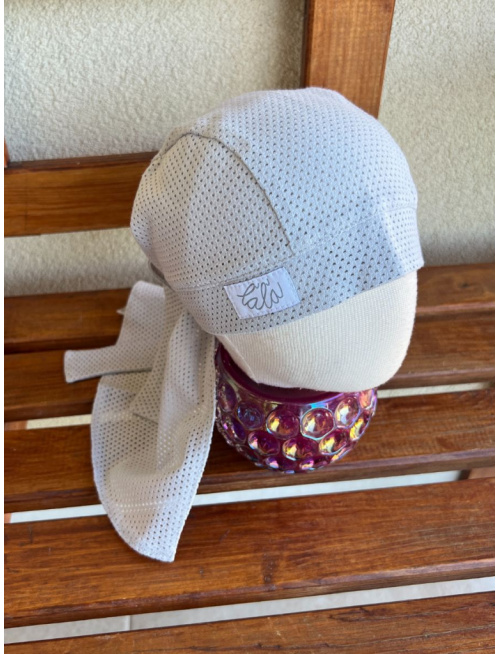 Pirátka bez šiltu na viazanie - dierková - bledošedá