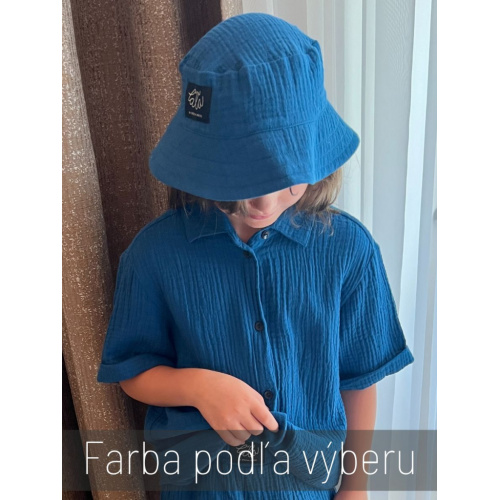 Klobúk Rybárik - gázovina/mušelín - jednovrstvový - jednofarebný