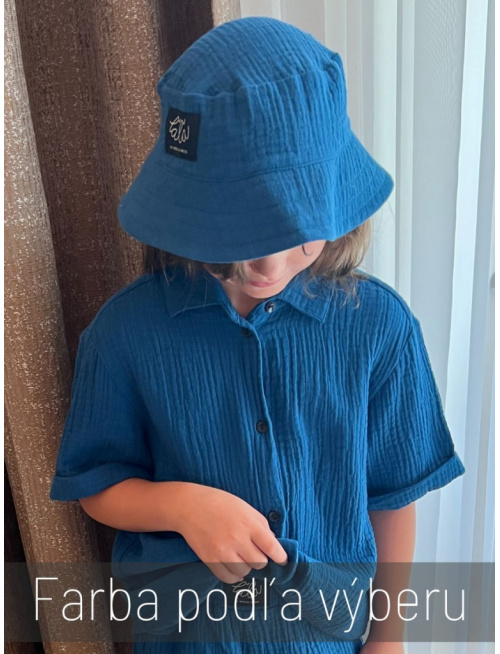 Klobúk Rybárik - gázovina/mušelín - jednovrstvový - jednofarebný