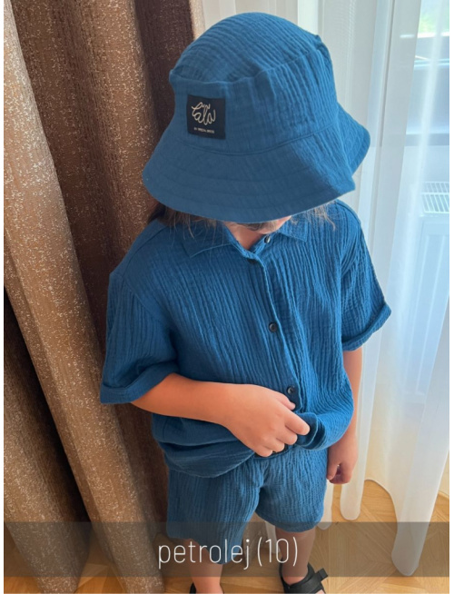 Klobúk Rybárik - gázovina/mušelín - jednovrstvový - jednofarebný