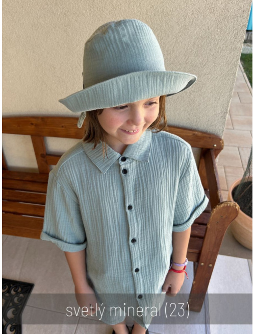 Klobúk Number 1 - gázovina/mušelín - svetlý mineral