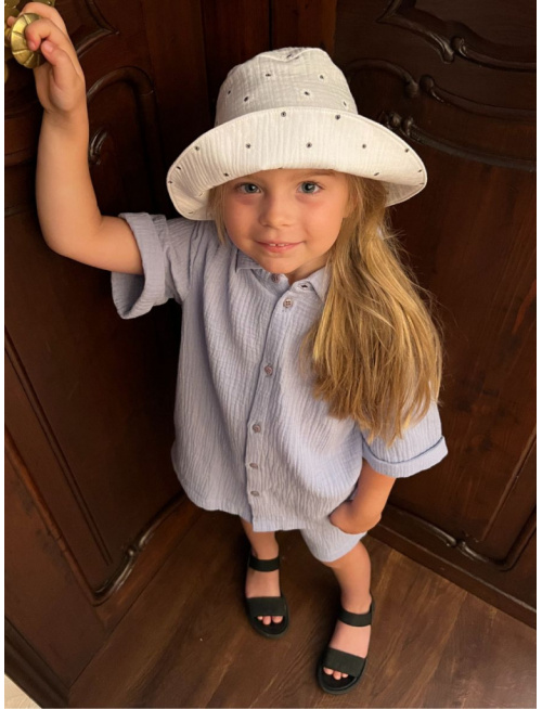 Klobúk Number 1 - gázovina/mušelín - margarétka na bielom podklade