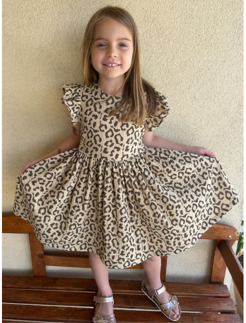 Šaty Valeriána - gázovina/mušelín - žirafa na pieskovej 