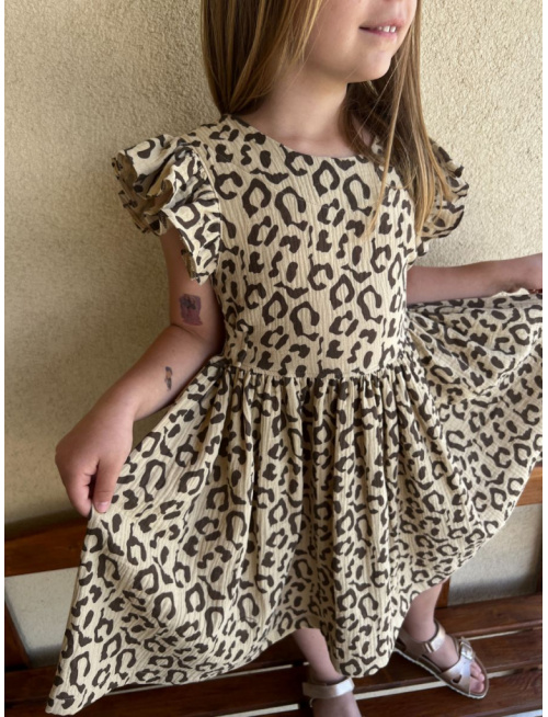 Šaty Valeriána - gázovina/mušelín - žirafa na pieskovej 