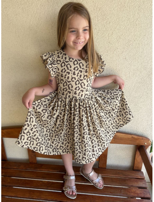 Šaty Valeriána - gázovina/mušelín - žirafa na pieskovej 