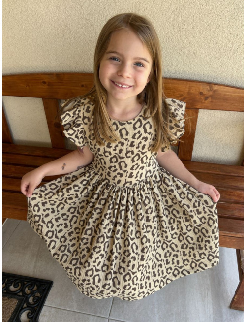 Šaty Valeriána - gázovina/mušelín - žirafa na pieskovej 