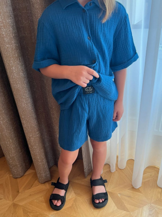 Súprava HAWAI - boy - gázovina/mušelín - petrolej