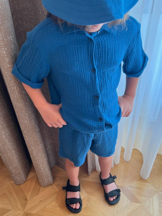Súprava HAWAI - boy - gázovina/mušelín - petrolej