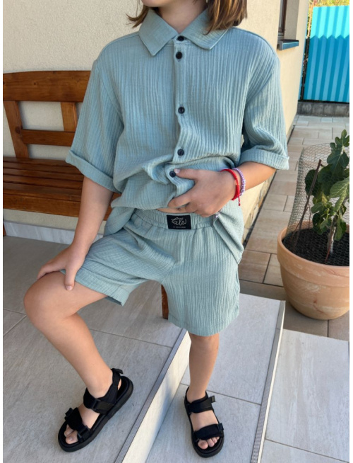 Súprava HAWAI - boy - gázovina/mušelín - svetlý mineral